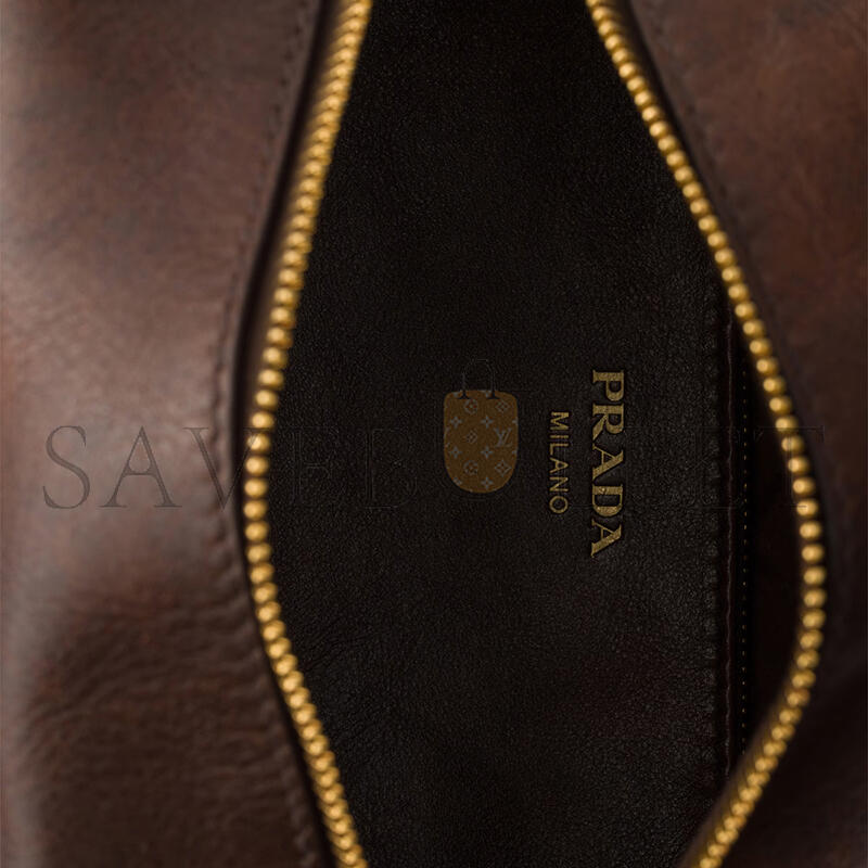 PRADA CARRY ANTIQUED LEATHER TOP-HANDLE MINI-BAG 1BB167 (22*15.5*12.5cm)